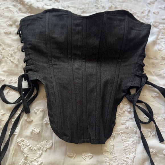 Too Cute S Black Washed Tie Adjustable Tightness Corset - Picture 2 of 4